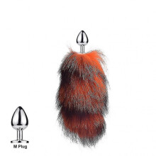 (Orange M)Tail Plug-in Fox Tail Cat Small Props Real Hair Small Tail Detachable Dog Playing Sp