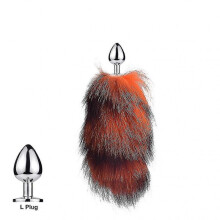 (Orange L)Tail Plug-in Fox Tail Cat Small Props Real Hair Small Tail Detachable Dog Playing Sp