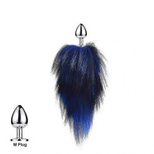(Royal Blue M) Tail Plug-in Fox Tail Cat Small Props Real Hair Small Tail Detachable Dog Playing Sp
