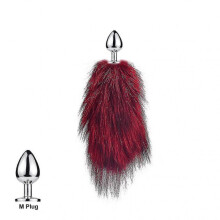 (Burgundy M)Tail Plug-in Fox Tail Cat Small Props Real Hair Small Tail Detachable Dog Playing Sp