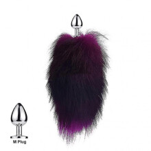 (Purple M)Tail Plug-in Fox Tail Cat Small Props Real Hair Small Tail Detachable Dog Playing Sp