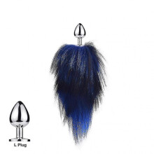 (Royal Blue L)Tail Plug-in Fox Tail Cat Small Props Real Hair Small Tail Detachable Dog Playing Sp