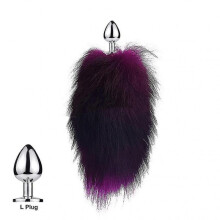(Purple L)Tail Plug-in Fox Tail Cat Small Props Real Hair Small Tail Detachable Dog Playing Sp