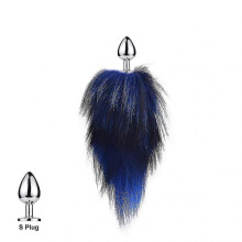 (Royal Blue S)Tail Plug-in Fox Tail Cat Small Props Real Hair Small Tail Detachable Dog Playing Sp