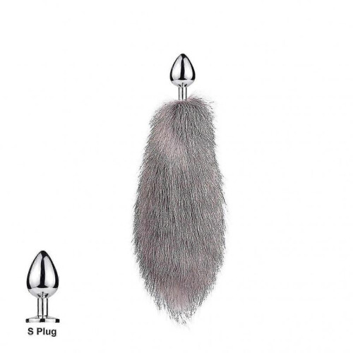 (Silver Fox S) Tail Plug-in Fox Tail Cat Small Props Real Hair Small Tail Detachable Dog Playing Sp