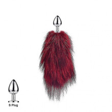 (Wine Red S)Tail Plug-in Fox Tail Cat Small Props Real Hair Small Tail Detachable Dog Playing Sp