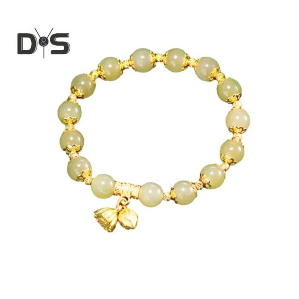 (as the picture, 1pc) Women Bracelet With Elastic Cord Glazed Beads Lotus Flower Pendant Good Luck Contrast Color Bestie Birthday Gift Wrist Jewelry