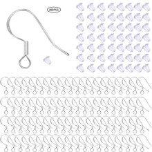 100 de buc / 50 perechi 925 Crli?e de cercei argintii sterlingi Crlig cablu cu urechi cu 100 de calculatoare Cerce?i din cauciuc Silicon Cercei