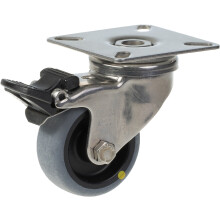 50-mm-Edelstahl-Lenk-/Bremsrolle mit grauem, elektrisch leitfähigem Therm