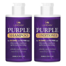 (2pcs) Purple Shampoo and Conditioner Set - for Blonde and Silver Hair - Enriched with Coconut OilShea butter and avocado oilNourishes & Hydrates