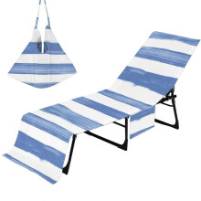 (Blue) camping kit Yellow Beach Chairs Cover Microfiber Beach Chairs Cover Solid Color Stripe Series Beach Chairs Cover Summer Seaside