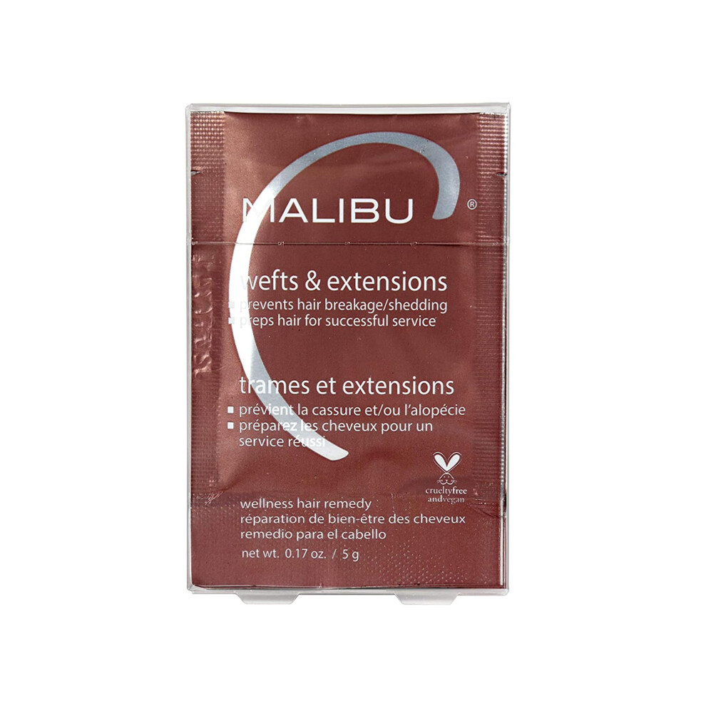 Malibu C Wefts & Extensions Wellness Hair Remedy (1 Packet) - Removes Build Up + Prevents Hair Breakage - Prepares Natural Hair for Hair Extension App