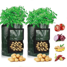 (25x22cm, 1pc green) Potato Grow Bag PE Vegetable Onion Plant Bag with Handle Thickened Garden Carrot Taro Peanut Growing Bag Bag Grow Potatoes