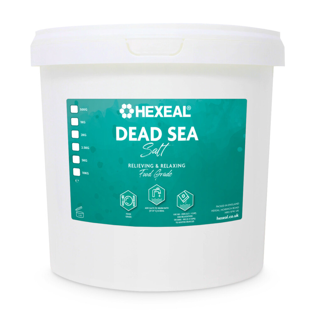 Hexeal Dead Sea Salt 5kg – 5kg Bucket of 100% Natural Coarse Food Grade Salt