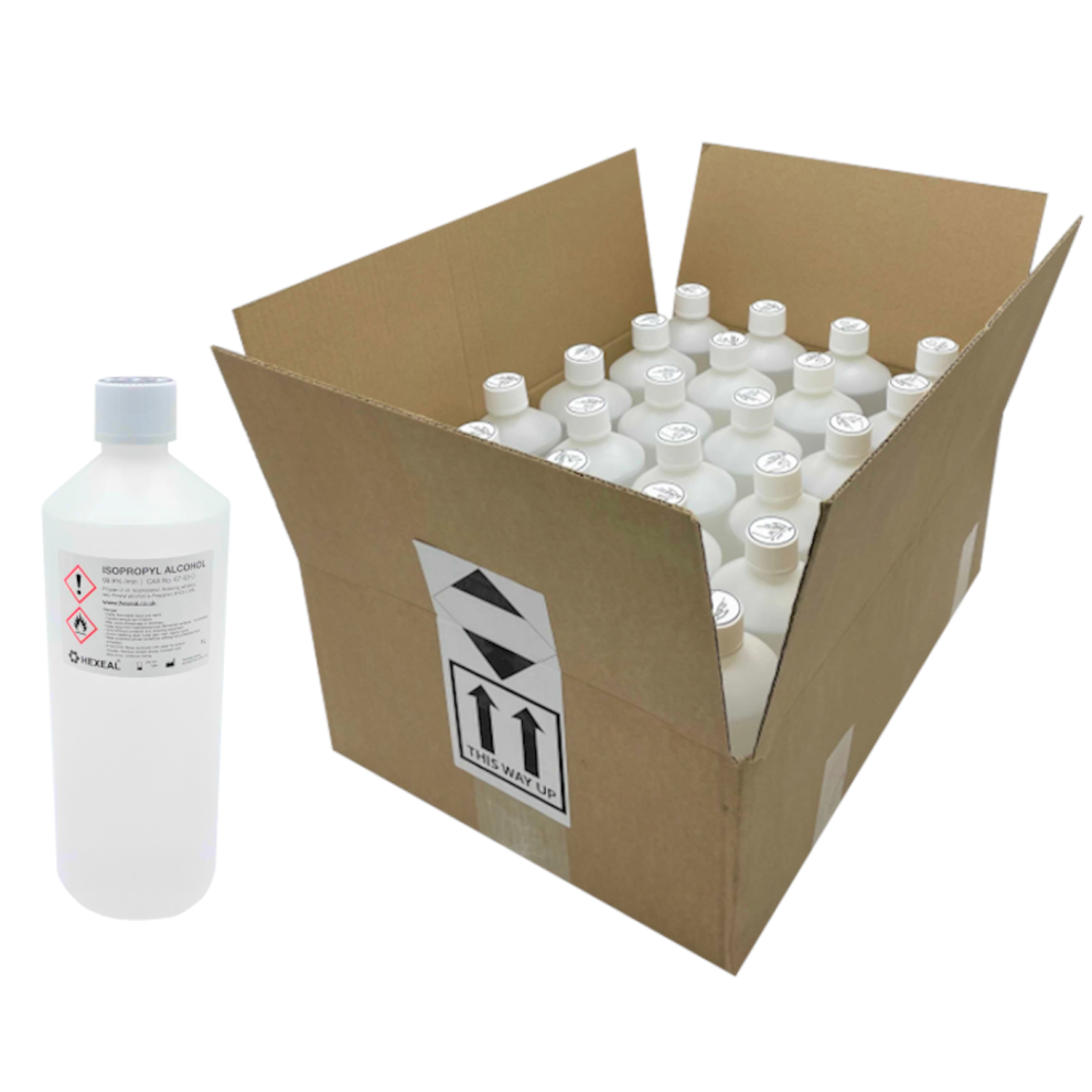 Hexeal 99.9% Isopropyl Alcohol 25L - 25 x 1L IPA for Sanitising & Cleaning