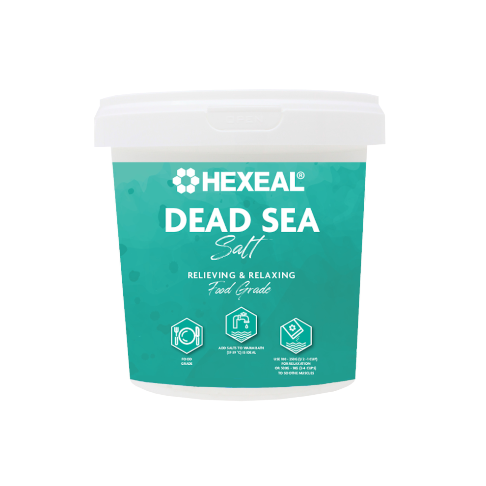 Hexeal Dead Sea Salt 1kg – 1kg Bucket of 100% Natural Coarse Food Grade Salt