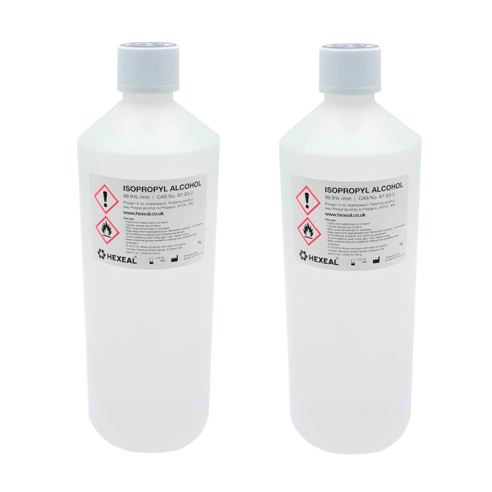 Hexeal 99.9% Isopropyl Alcohol 2L - 2 X 1L Ipa For Sanitising & Cleaning