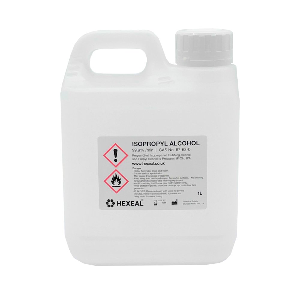 Hexeal 99.9% Isopropyl Alcohol 1L - 1L IPA for Sanitising & Cleaning