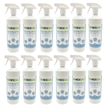 Hexeal 99.9% Isopropyl Alcohol 12L Spray – 12 x 1L IPA for Sanitising & Cleaning