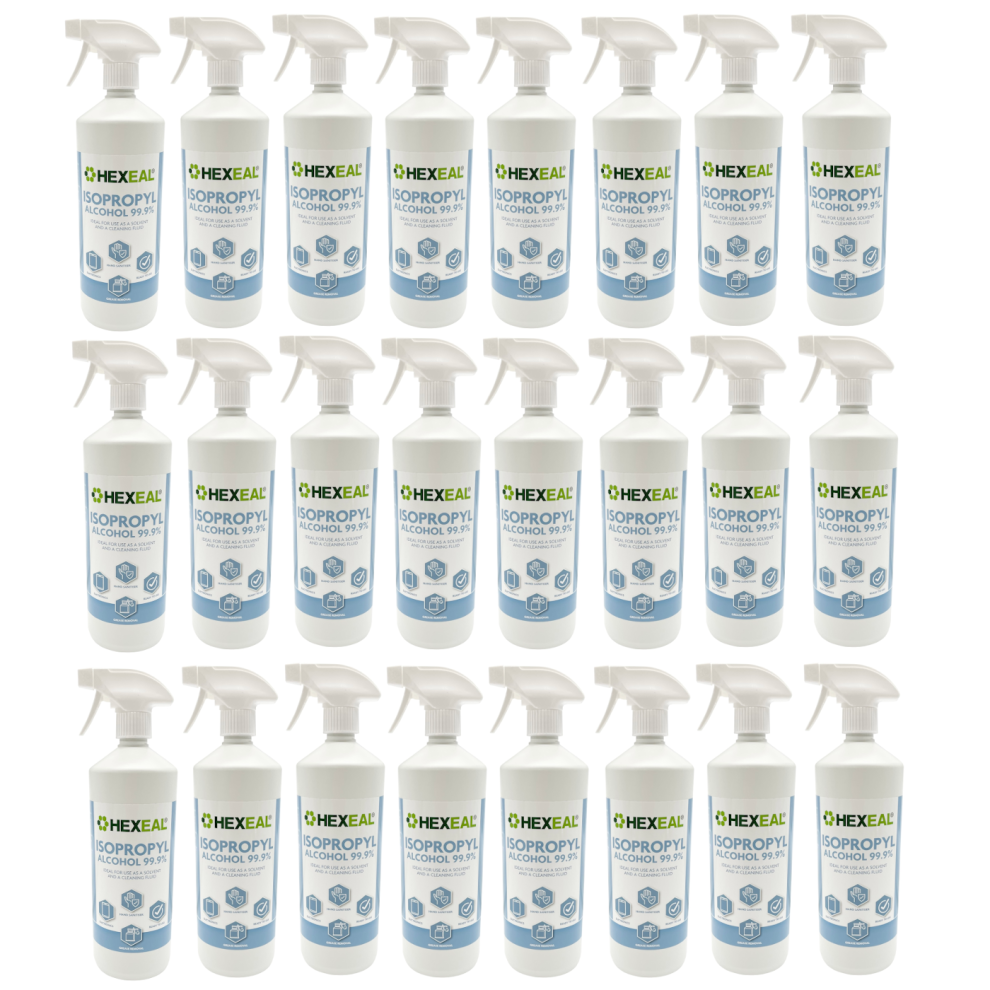 Hexeal 99.9% Isopropyl Alcohol 24L Spray Cap - 24 x 1L IPA for Sanitising & Cleaning