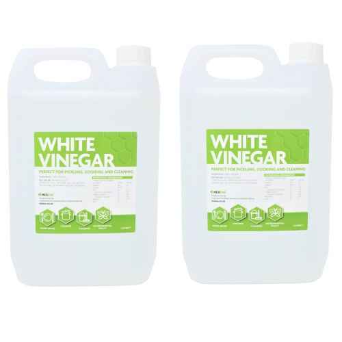 Hexeal White Vinegar 2 x 5L - Food Grade - Cooking, Cleaning, Pickling & Baking