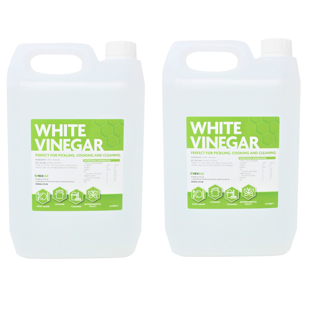 Hexeal Vinegar 2 X 5L - Food Grade - Cooking, Cleaning, Pickling & Baking White