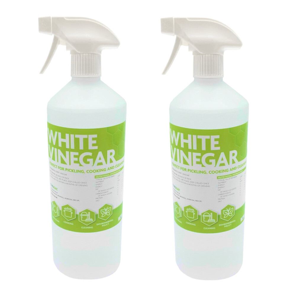 Hexeal White Vinegar 2 x 1L Spray – Food Grade - Cooking, Cleaning, Pickling & Baking