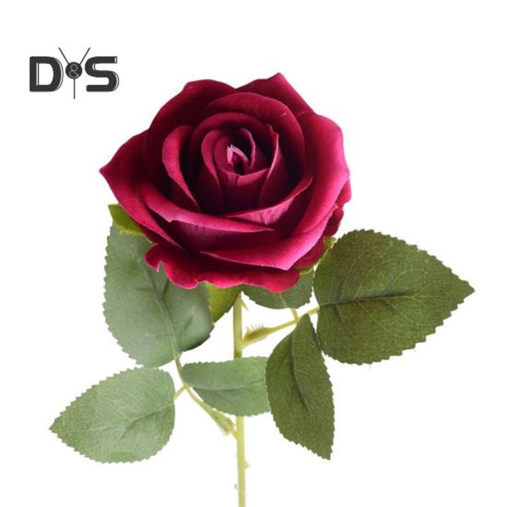 (wine red) Artificial Rose Branch With Stem Home Wedding Party Faux Flower Floral Arrangement Indoor Outdoor Garden Decoration Photo Props