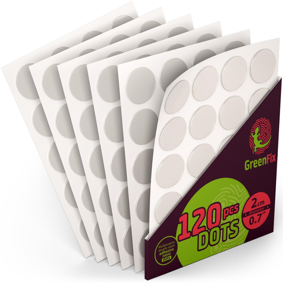 Greenfix Sticky Dots Double Sided 120Pcs - Poster Putty Removable Non Marking - Adhesive Dots Picture Hangers Without Nails - Double Sided Tape Sticky 751313916822