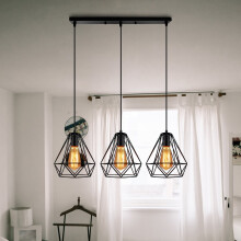 Industrial Pendant Light Chandelier Retro Adjustable Black Diamond 20cm Ceiling Light 3 Lights for Living Room Dining Room Bar Balcony Cafe E27