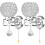 2 Stück Moderne Wandlampe Kristall Wandlicht Halter mit Power-Zugschalter Kristall Wandleuchte E14 Sockel Silber 1