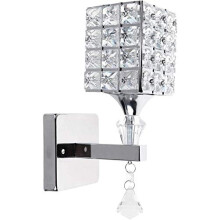 Modern Style Wall Lamp Crystal Wall Light Elegant Creative Crystal Wall Sconce with Power Pull Switch E14 Socket Silver