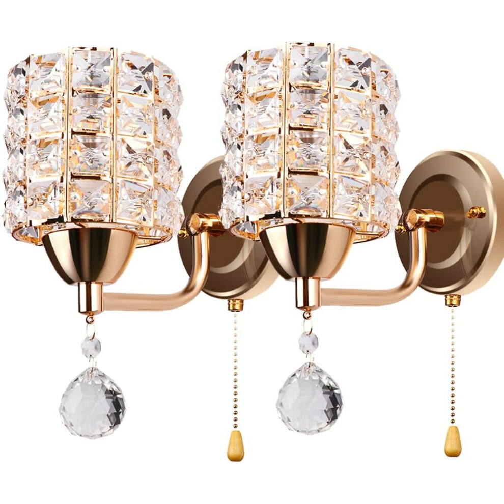 Lampe murale moderne Crystal Wall Light Style Elegant Creative Cylinder Wall Sconce for Living Room Dining Room Bedroom Gold(2 packs)