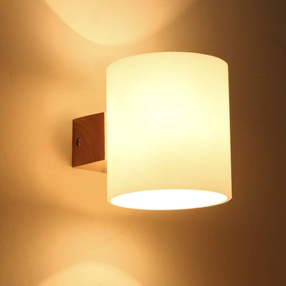 Minimalist Modern Wall Light Wood Wall Lamp Round Nordic Wall Sconce for Living Room Bedroom Balcony Hallway