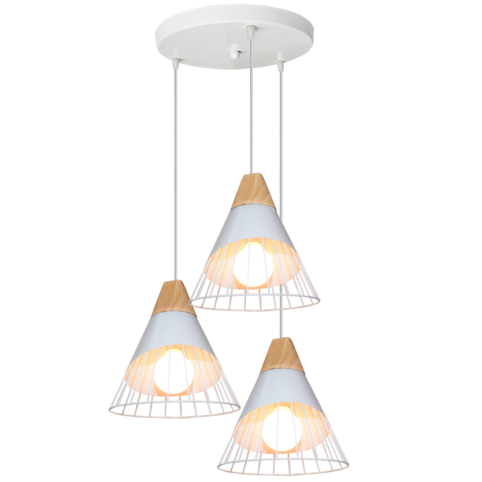 Lampe À Suspension Moderne Blanc Abat-Jour en Métal 60W Plafonnier Rétro D'Intérieur