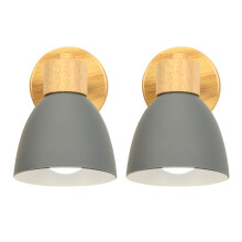 2X Applique Murale Nordique en Bois, Applique Murale Moderne Lampe Murale Rétro Vintage Pour Intérieur Chambre Café Bar Salon Gris