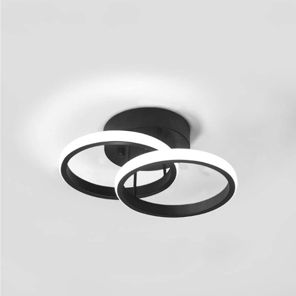 Nordic Style Acrylic Chandelier Modern Led Ceiling Light Black Creative Circle Ceiling Lamp for Bedroom, Kitchen, Corridor, Balcony, Cold White