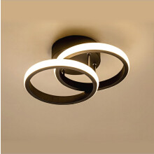 Nordic Style Acrylic Chandelier Modern Led Ceiling Light Black Creative Circle Ceiling Lamp for Bedroom, Kitchen, Corridor, Balcony, Warm White