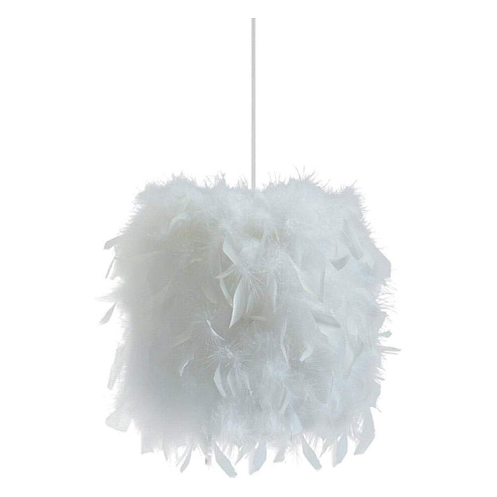 Feather Ceiling Pendant Light Shade Modern Nordic-Style 23cm Chandelier E27 Lampshade for Living Room Dining Room Bedroom (White)