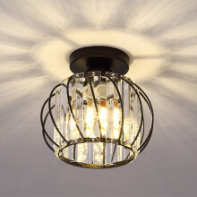 Modern Chandelier Glass Ceiling Light E27 Bulb Crystal Ceiling Lamp Black Creative Ceiling Lamp for Hallway Office Bedroom Balcony Living Room Kitchen