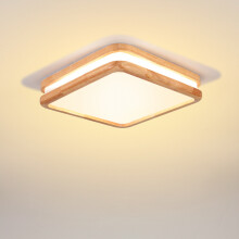 Square Wooden Ceiling Lamp Modern Ceiling Light Indoor Ceiling Light Led Ceiling Lamp for Bedrooms,Living Rooms Hallways 4500K
