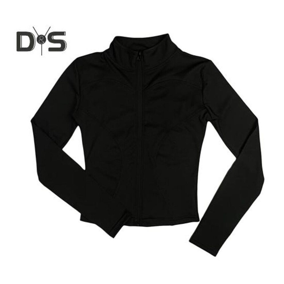 (M, black) Women Sports Jacket Full Zip High Elasticity Yoga Jacket Stand Collar Slimming Fitness Top For Running Yoga Workout