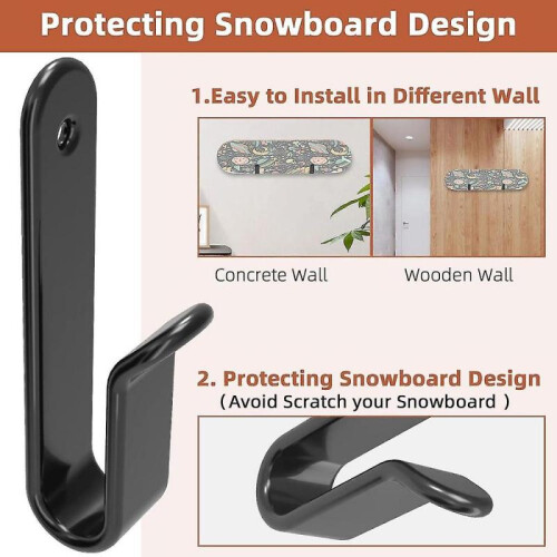 (4Pcs)Horizontal Snowboard Wall Mount Clips, Snowboard Rack Wall Mount, Snowboard Mount Storage, Snowboard Display Wall Mount 1