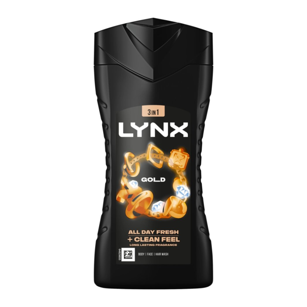 Lynx 12-H Refreshing Fragrance Shower Gel Body Wash For Men's Gold 225Ml