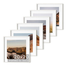 HAUS AND HUES Solid Oak Wood 20 x20  Picture Frames Matted to 16 x16  Set of 6 - Bulk Picture Frames Pack of 6  Square Frames 20x20  Square