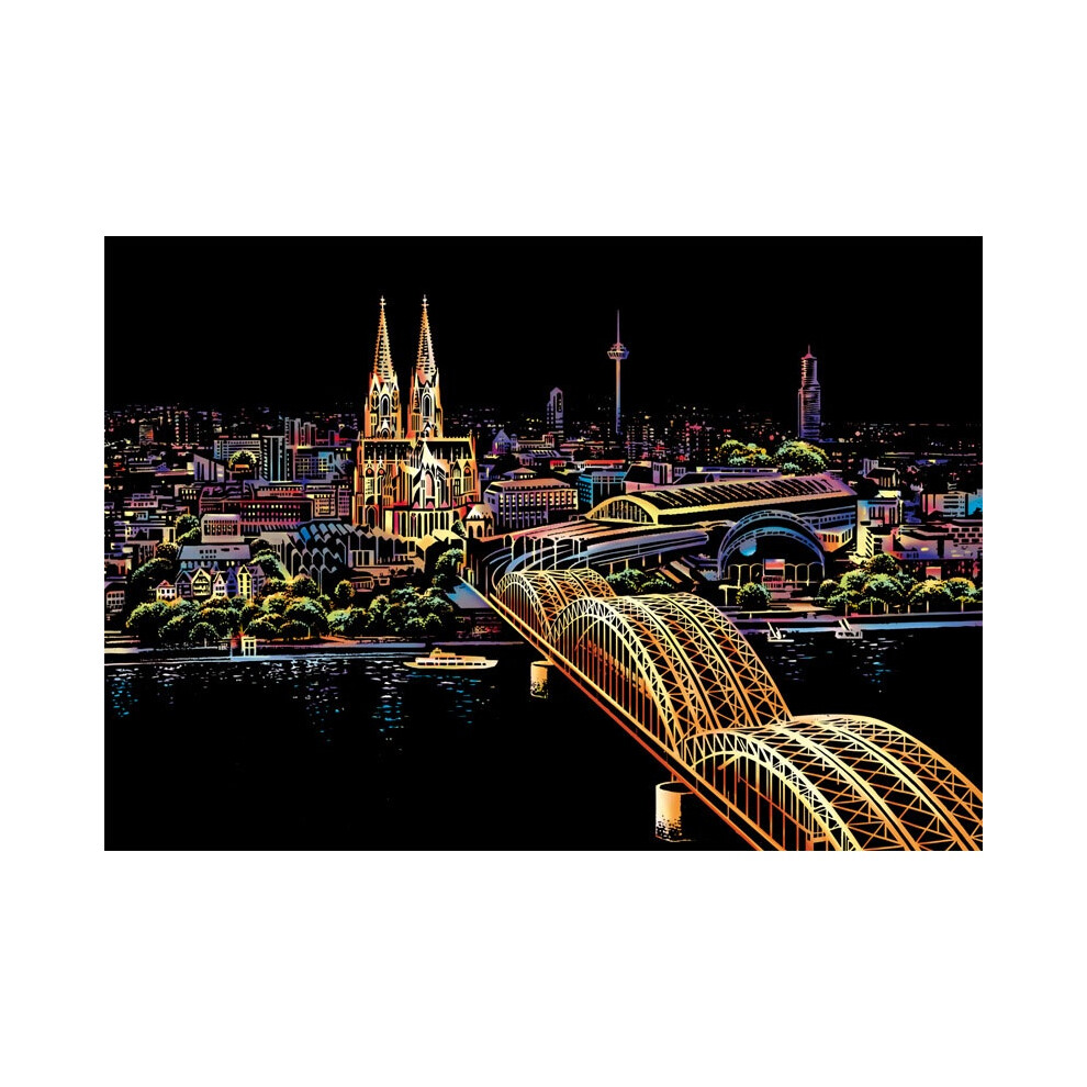 (Kolner Dom)Tableau papier peinture paysage nocturne art grattage magique jouets éducatifs