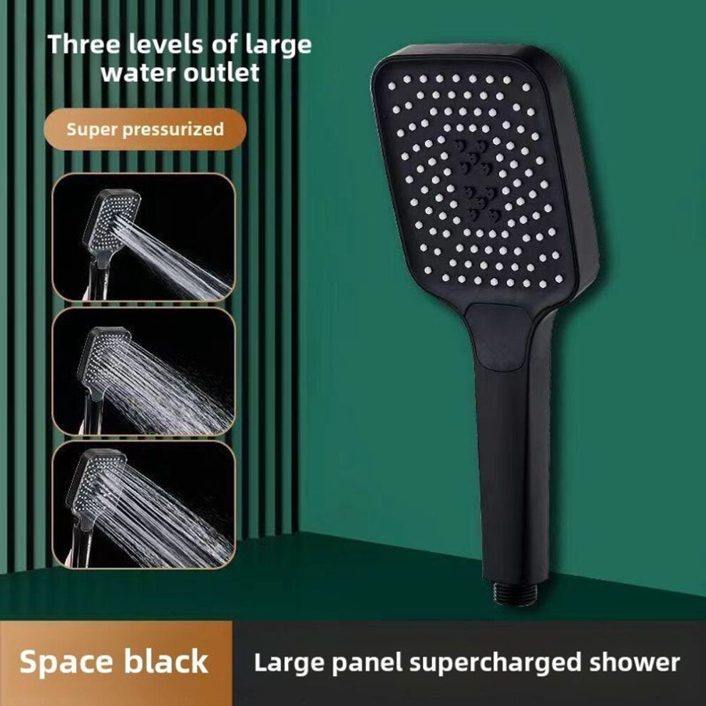 (black) High Pressure Square Shower Head 3 Spray Settings Handheld Bathroom Shower Sprayer Water Saving Rain Spray