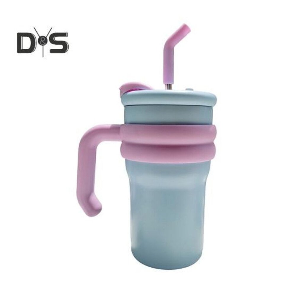 (light blue, 500ML) 500ml/700ml Thermal Cup Stainless Steel Double Drink Insulated Tumbler With Handle Straw Portable Leak Resistant Travel Mug For Boys Girls
