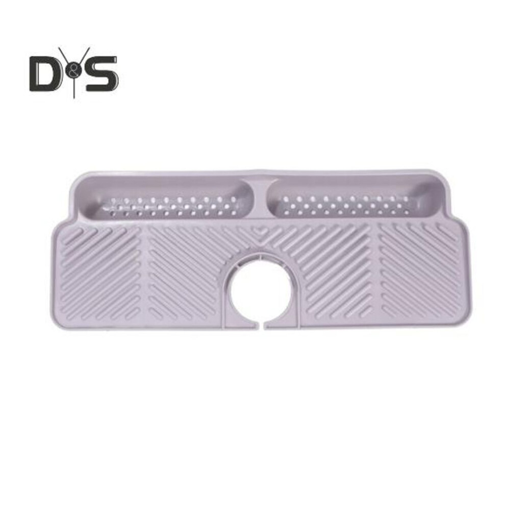 (grey) Kitchen Sink Faucet Mat Silicone Drain Pad Splash Guard Sponge Holder Tray Quick Dry Diatomaceous Earth Stone Cooking Space Organizer For Bathroom Bar
