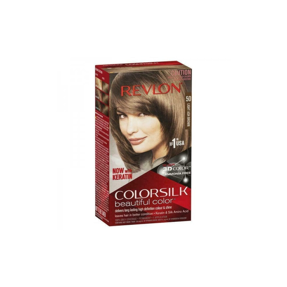 Revlon Colorsilk Beautiful Hair Color Permanent Hair Dye - 50 Light Ash Brown